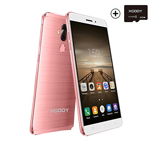 Xgody 4G FDD-LTE 6 Inch Unlocked Smartphone Android 7.0 Fingerprint Dual Rear Camera Bluetooth Wi-Fi for T-Mobile/AT&T/Straight Talk Cell Phone Unlocked 16GB micro SD card Included