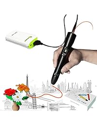 3d Pen para niños, Newest Impresión 3d Pen compatible ABS Filamento PLA, kt prase Impresora 3d portátil Drawing Pen visualización LCD apoya Mobile Power (Negro)