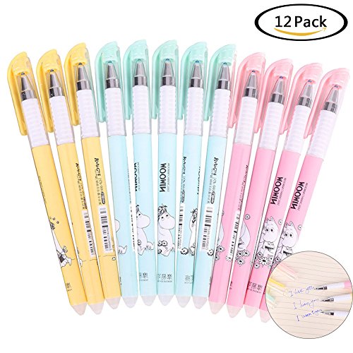 Suiez 12Pack Erasable Gel Pens (0.38mm) Fine Point Erasable Ballpoint Pens Smooth Writing, Drawing &amp; Easy Correction (Blue - random color)