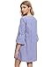 Floerns Women's Bell Sleeve Embroidered Tunic Dress Blue Plaid L