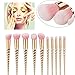 BYBOO 10PCS Unicorn Makeup Brushes Set Professional Foundation Powder Eyebrow Eyeshadow Eyebrow Concealer Lip Brushes Kits Cosmetic Tools(Gold)