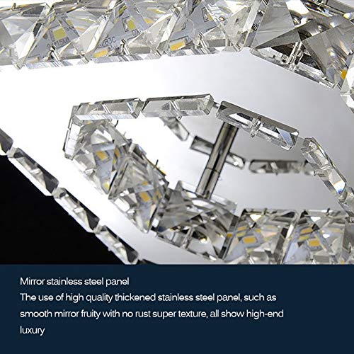 Kristallen plafondlamp, modern, nul net plafondlamp, led, flush plafondlamp, 12 W, vierkant roestvrij staal, mini… - Afbeelding 5