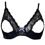 LoveFifi Women's Portrait Open Tip Bra Plus - 40 - Black