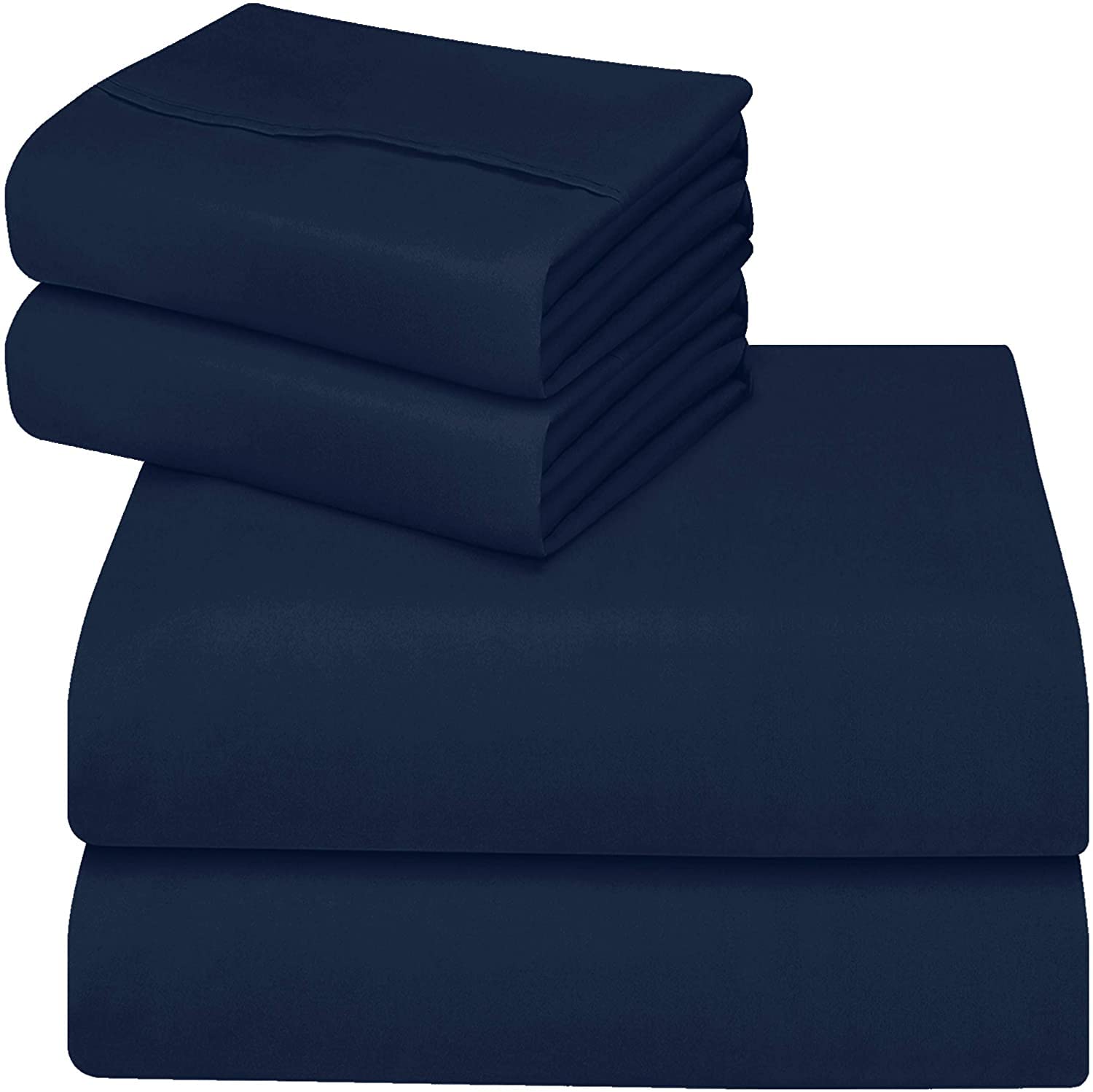 ComfyWell Super King Fitted Sheet - Super King Deep Fitted Sheets (35 cm) - Soft Brushed Microfibre Fabric Bed Sheets- Shrinkage and Fade Resistant. (Super King (180x200cm), Navy Blue)
