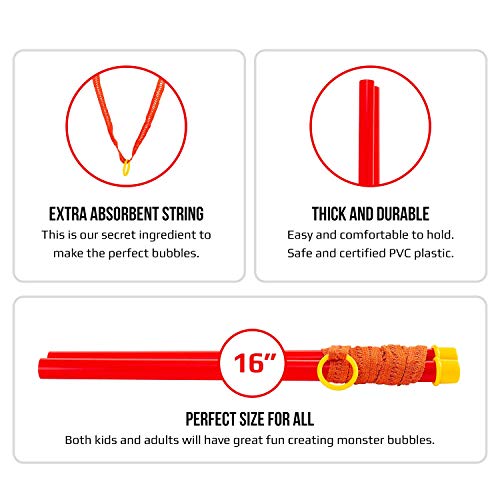 image for Atlasonix Big Bubble Wands for Giant Bubbles, 4-Pack | Super Bubble Ma