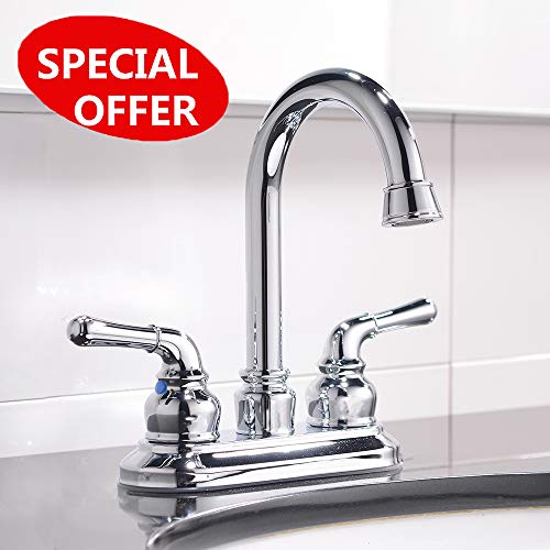 VCCUCINE Modern Contemporary Lead-free Two Handles 4" centerset Bathroom Faucet, Lavatory Vanity Utility Laundry Faucet Chrome Finish