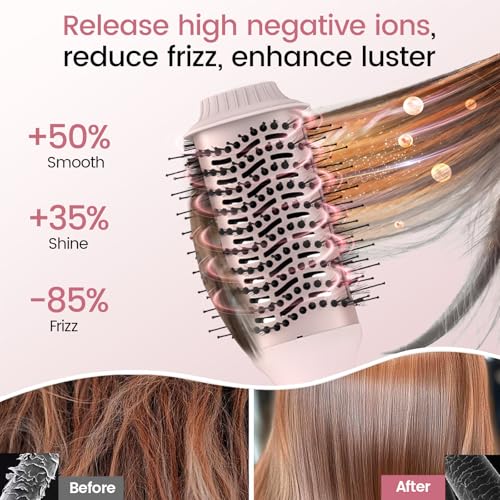 Hair Dryer Brush 5 in 1 Hair Styler, 110,000 RPM High-Speed Negative Ionic Hair Dryer, Auto Curl Frizz-Free Blow Dryer Brush for Curling Volumizing Straightening Styling
