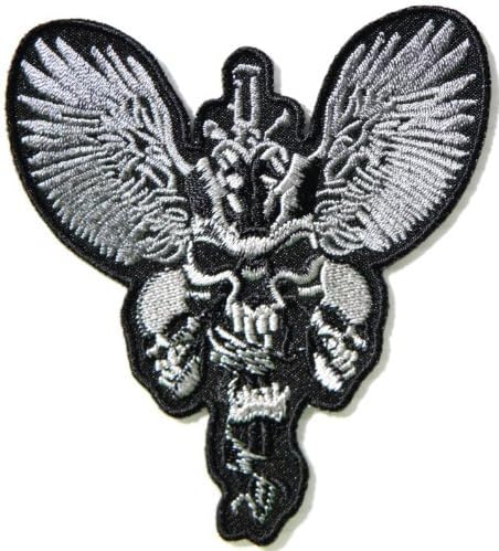 Amazon Com Skull Ghost Sword Devil Wings Logo Biker Hog Outlaw