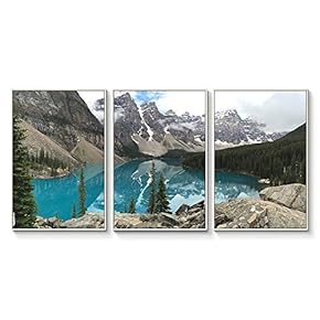 Floating Framed Canvas Wall Art for Living Room, Bedroom Landscape Gorge Mountain River Grassland Canvas Prints for Home Decoration Ready to Hang - 16"x24"x3 Panels