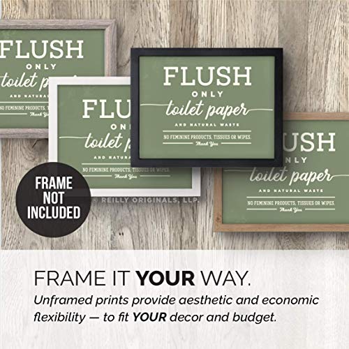 5x7" *UNFRAMED PRINT* Flush Only Toilet Paper Natural Waste Bathroom Sign Septic System Sensitive Plumbing No Feminine Sanitary Products Tampons Towels Decor Restaurant Office airbnb Modern Art