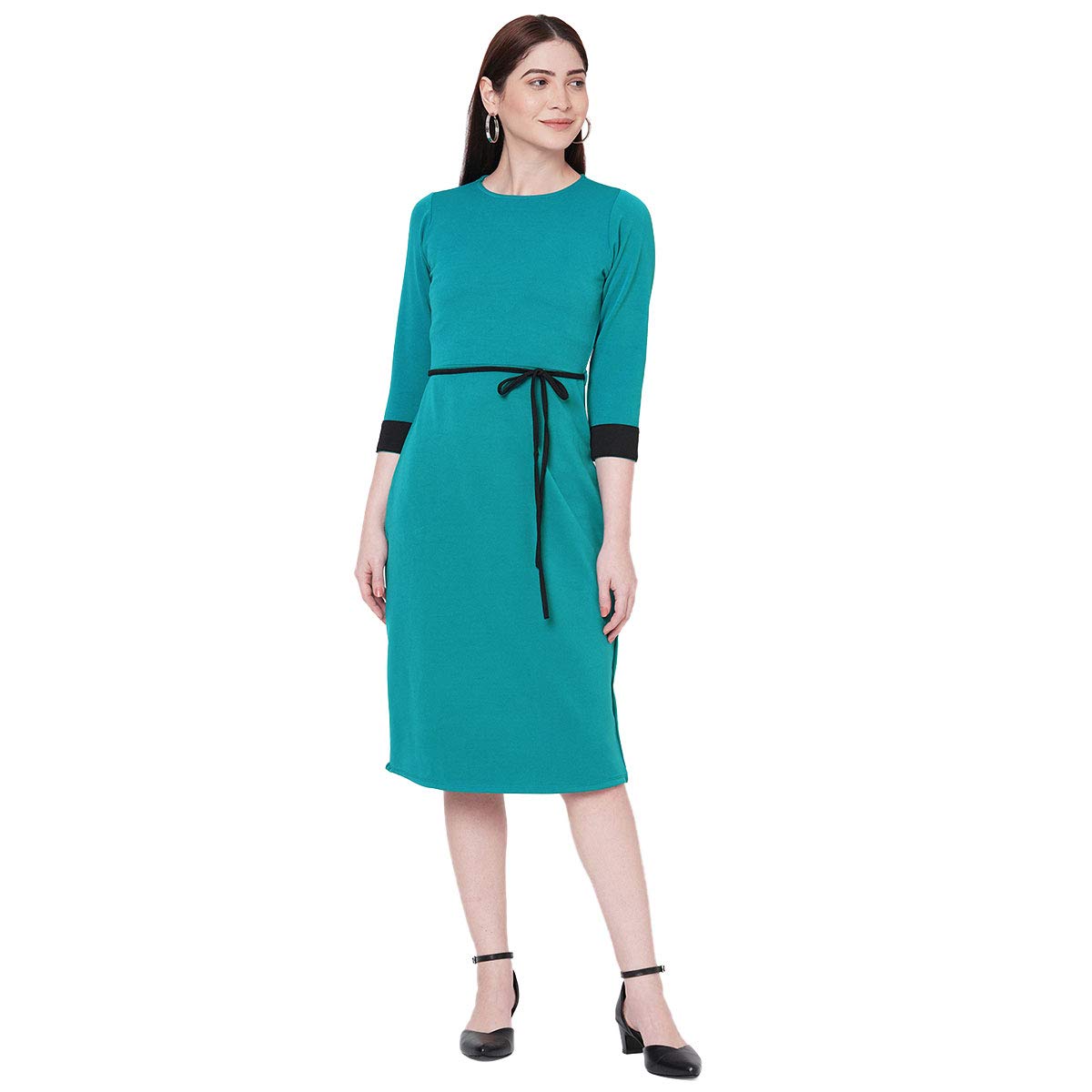 109 F Women's Solid Below Knee Dress Amazon.in Clothing & Accessories