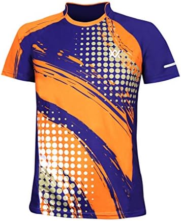 Maxx RB Badminton Unisex 100% Polyester Power-Fit Tournament Series T Shirts (Orange/Purple) (Small)