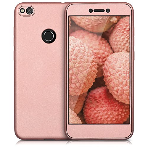 kwmobile Cover for Huawei P8 Lite (2017) - Full body case smartphone protective case TPU silicone - back cover metallic rose gold