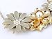 Alilang Womens Flower Rhinestones Pearl Statement Bib Golden Tone Necklace With Gray Yellow Enamel