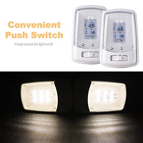 image for MICTUNING 2 Pack 12V Single Dome LED RV Ceiling Light Fixture with Swi