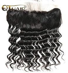 QTHAIR 14A Peruvian Loose Deep Curly Frontal with