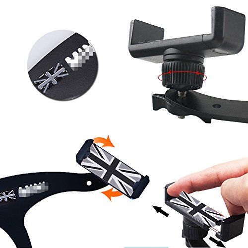 GTinthebox Smartphone Cell Phone Cup Mount Holder with Cradle Rotatable Clip (Black & Gray Union Jack Flag Style, 3.5-5.5 Inch Phone) for Mini Cooper F60