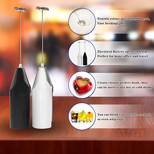 image for Suntak Milk Frother Handheld Battery Operated Electric Foam Maker For 
