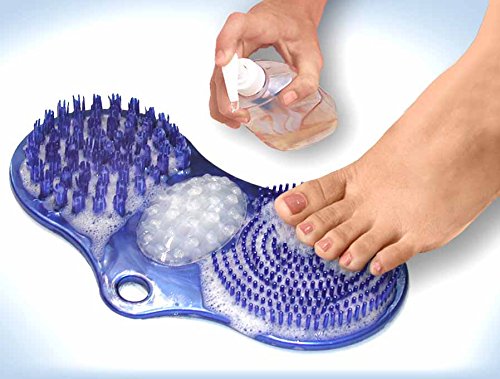 Soapy Soles Elite Foot Brush (Pearl Blue) 3-in-1 Foot Care System -- Cleans, Massages, Invigorates Feet, Suctions to Tub or Shower floor by Body & Sole