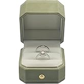 MTJYQYF 2 Slots Velvet Wedding Ring Box, Octagon Engagement Ring Box Ring Display Holder Case with Hinged Lid for Proposal Engagement Wedding, 2.44x2.44x2.17 IN-U2-PRB002-Green