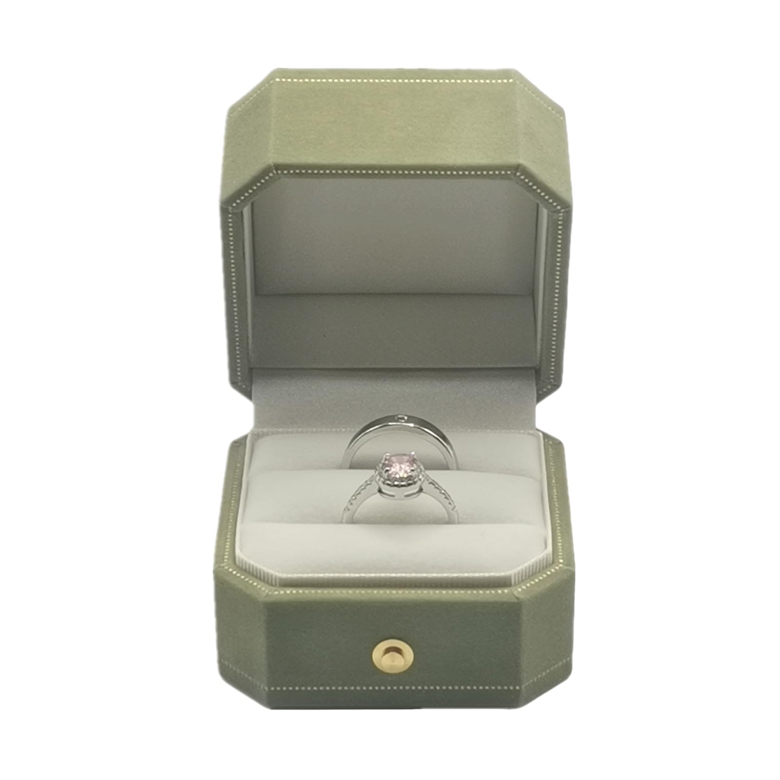 MTJYQYF 2 Slots Velvet Wedding Ring Box, Octagon