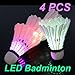 Vktech Dark Night 4 PCS Colorful LED Badmintons Shuttlecocks