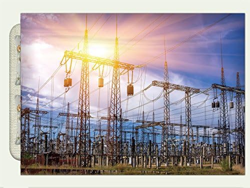 Ankeru Flannel Throw Blanket Distribution Electric Substation With Power Lines And Transformers At Sunset Autumn Winter Warm Double Sides Print Blanketry, 79"W x 59"H