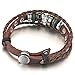 INBLUE Men,Women's Alloy Genuine Leather Bracelet Bangle CZ Brown Adjustable Tribal
