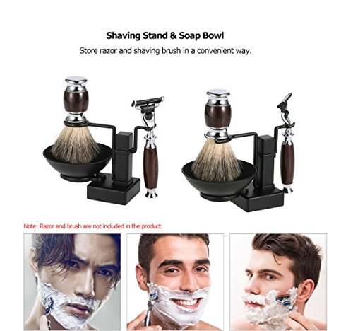 2 in 1 Alloy Shaving Holder Set Brush Razor & Soap Bowl Mug Cup Stand Holder Male Shaving Kit Appliance
