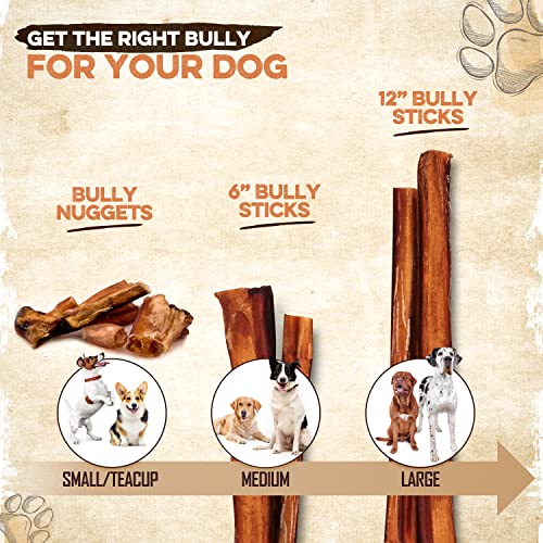 Bully Sticks, All Natural Treat, Low Odor,Long Lasting Beef Rawhide