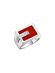 Rylos Designer Ring With Centered Diamond in Red