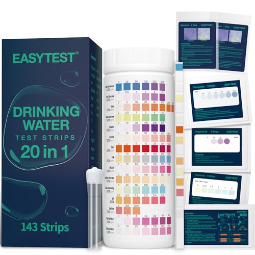 Photo 1 of EASYTEST 20 in 1 Drinking Water Test Kit - Well Water Testing Kit - Water Test Strip for House Water for pH, Hardness, Chlorine, Lead, Iron, Bacteria & More