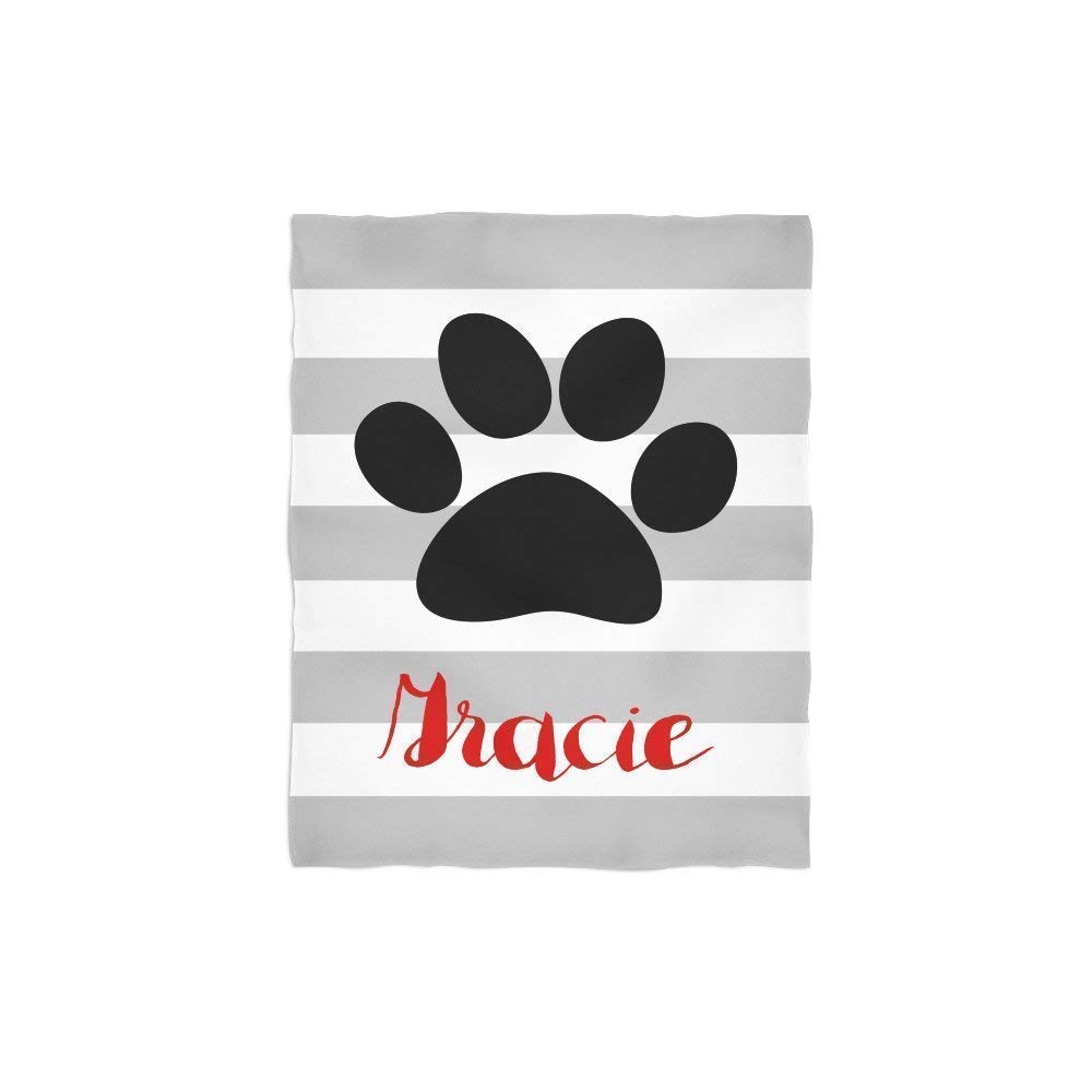 Personalized Throw BlanketPaw Print School Mascot Striped