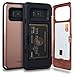 TORU CX PRO Compatible with Samsung Galaxy S8 Plus Case - Protective Dual Layer Wallet with Hidden Card Holder + ID Card Slot Hard Cover & Mirror - Rose Gold