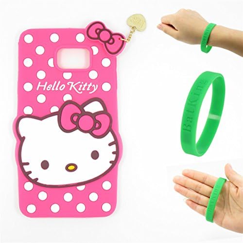S7 Edge Case,Galaxy S7 Edge Case,S7 Edge Silicone Case,Bat King Cartoon Hello Kitty Silicon Gel Rubber Case Cover Skin for Samsung Galaxy S7 Edge(Hot Pink Kitty)