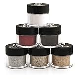 Neutral Cosmetic Grade Glitter Powder Kit (6PK) - A Mix of Ultra Fine and Fine Glitter Powder Safe for Skin! Great for Makeup, Tattoos, Face, Lips, Soap, & Nail Art - Made in the USA! (10 Gram Jars)
