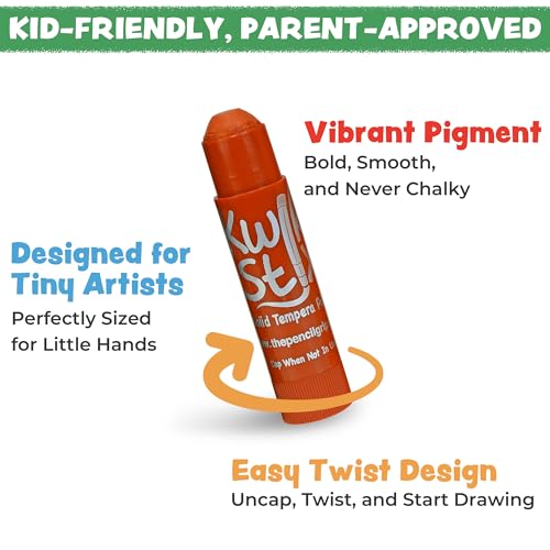 Kwik Stix Solid Tempera Paint Sticks, 24 Colors, Washable Paint Sticks for Kids, Non-Toxic, Quick Drying, Allergen Free, Comes in Classic, Metallic, & Neon Colors, Ideal for Kids and Toddlers