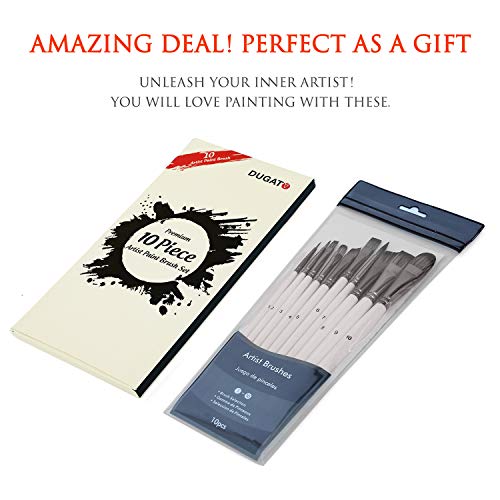 Art Pro Paint Brushes Set 10pcs for Acrylic Oil Watercolor Gouache Paint by Numbers, Artist Face and Body Professional Painting Kits with Anti-Shedding Synthetic Nylon Tips - Thumbnail 5