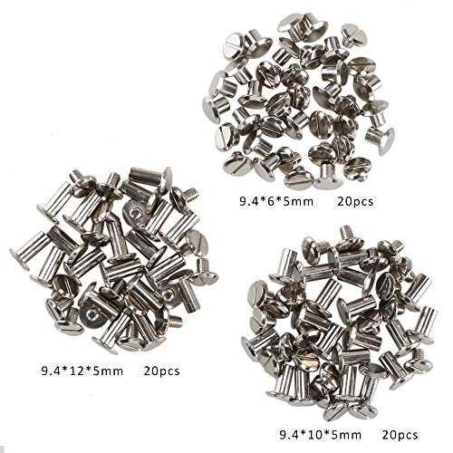 image for ManYee 60 Sets Chicago Binding Post Screws Stainless Metal Stud Screw 