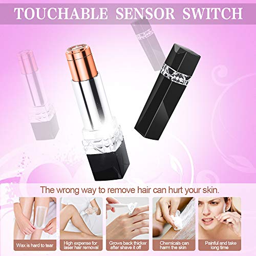 Facial Hair Remover for Women Painless Face Razors Electric Portable Pocket Impeccable Facial Hair Removal for Lip Chin Cheeks & Neck Ladies Trimmer Waterproof Epilator for Women-(Black) - Thumbnail 5