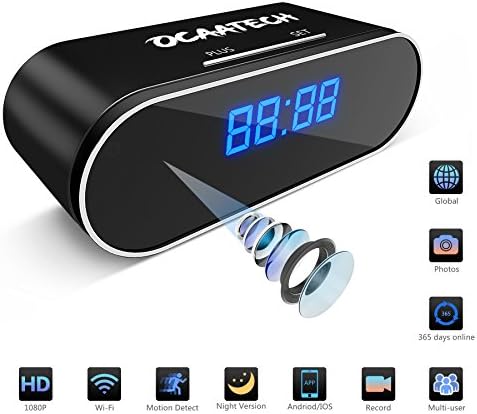 Spy Camera, Ocaatech WiFi Hidden Camera 1080P Video Recorder Wireless IP Camera, 24 &amp; 12 Hours-System for Indoor Home Security Monitoring Nanny 150°Cam Wide Angle With Night Vision Motion Detection