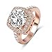 LuckyWeng New Exquisite Fashion Jewelry Rose Gold Square Austrian Crystal Diamond Zircon Ring