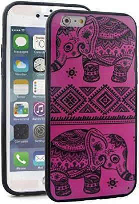 iPhone 6 Case, iPhone 6S Case Hybrid TPU And Plastic Cover 3D Print Embossed Effect Unique Designer Case For iPhone 6 (Hot Pink BOHO Elephant)