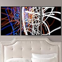 3 Piece Framed Canvas Wall Art Abstract Geometric Lights Mixed Media Canvas Prints Home Artwork Decoration for Living Room,Bedroom - 16