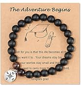 HGDEER Graduation Gifts, Natural Stone Compass/Heart Bracelets for Women Mens Girls Boys