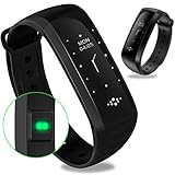 WearPai Smart Band Smart Bracelet Bluetooth 4.0 Fitness Tracker Sleep Monitor Calorie Counter Pedometer Sport Activity Tracker for Android and IOS Smart Phone (Black)