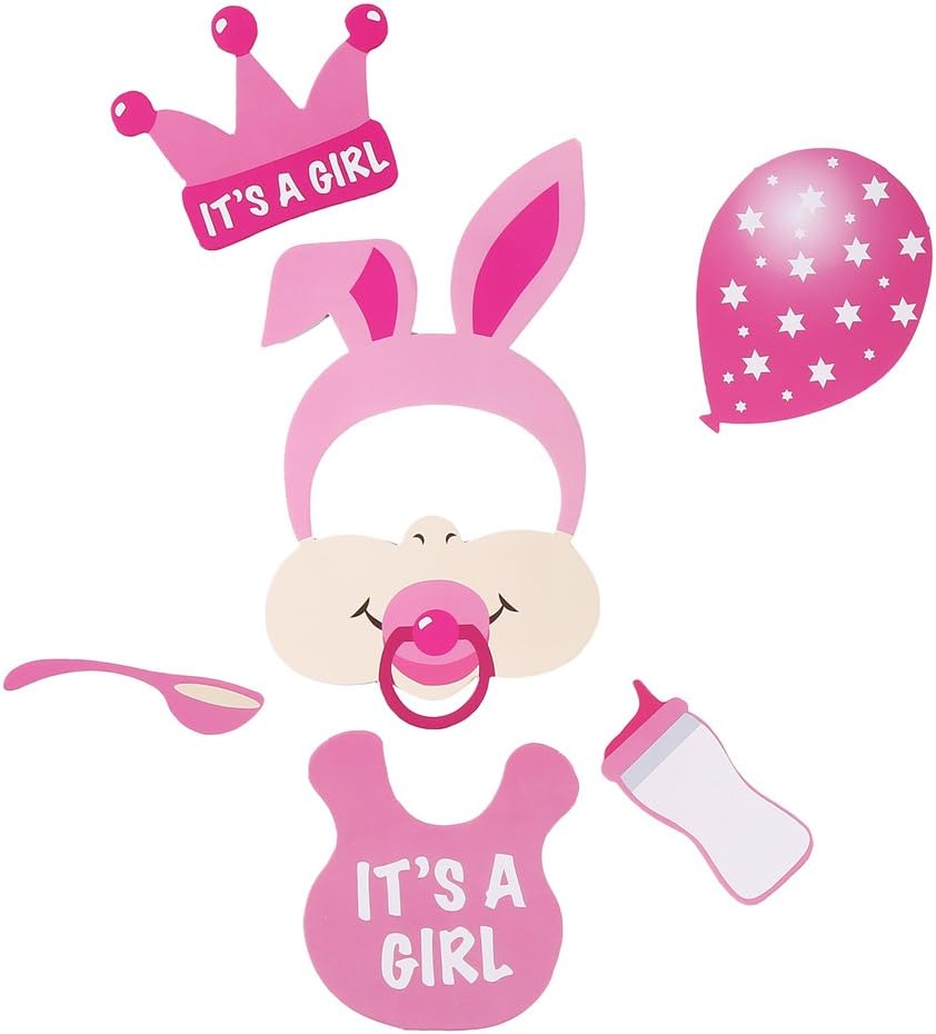 CCINEE 18 Pieces Kits Party Photo Booth Props,Baby Shower Girl Photo Props, Pink 18pcs - Image 4