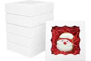 JOHOPACK 50pcs Individual Cookie Boxes 4 1/2" x 4 1/2" x 1 1/5" Inch Small Gift Boxes Single Treat Boxes Mini Dessert Boxes for Christmas Valentine's Mother's Day-White