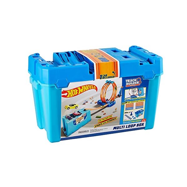Hot Wheels Track Builder Multi Loop Box Ultimate Storage 1 Feet of Track, Connectors, Launcher, Diecast Car, Portable…