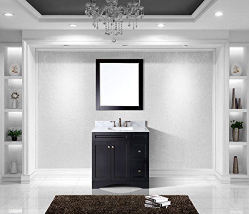 Click Here to See More Images Virtu USA ES-32036-WMSQ-ES Elise 36-Inch Single Bathroom Vanity Set, Espresso